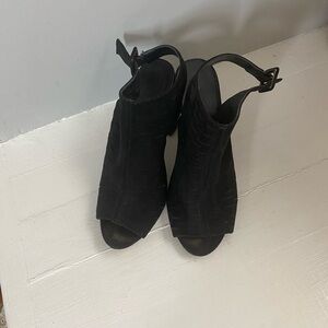 Madden Girl black open toe heel booties side 7 very good condition